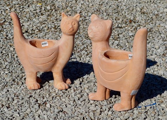 Terracotta Cat Planters - Pottery & Decor - Kaw Valley Greenhouses